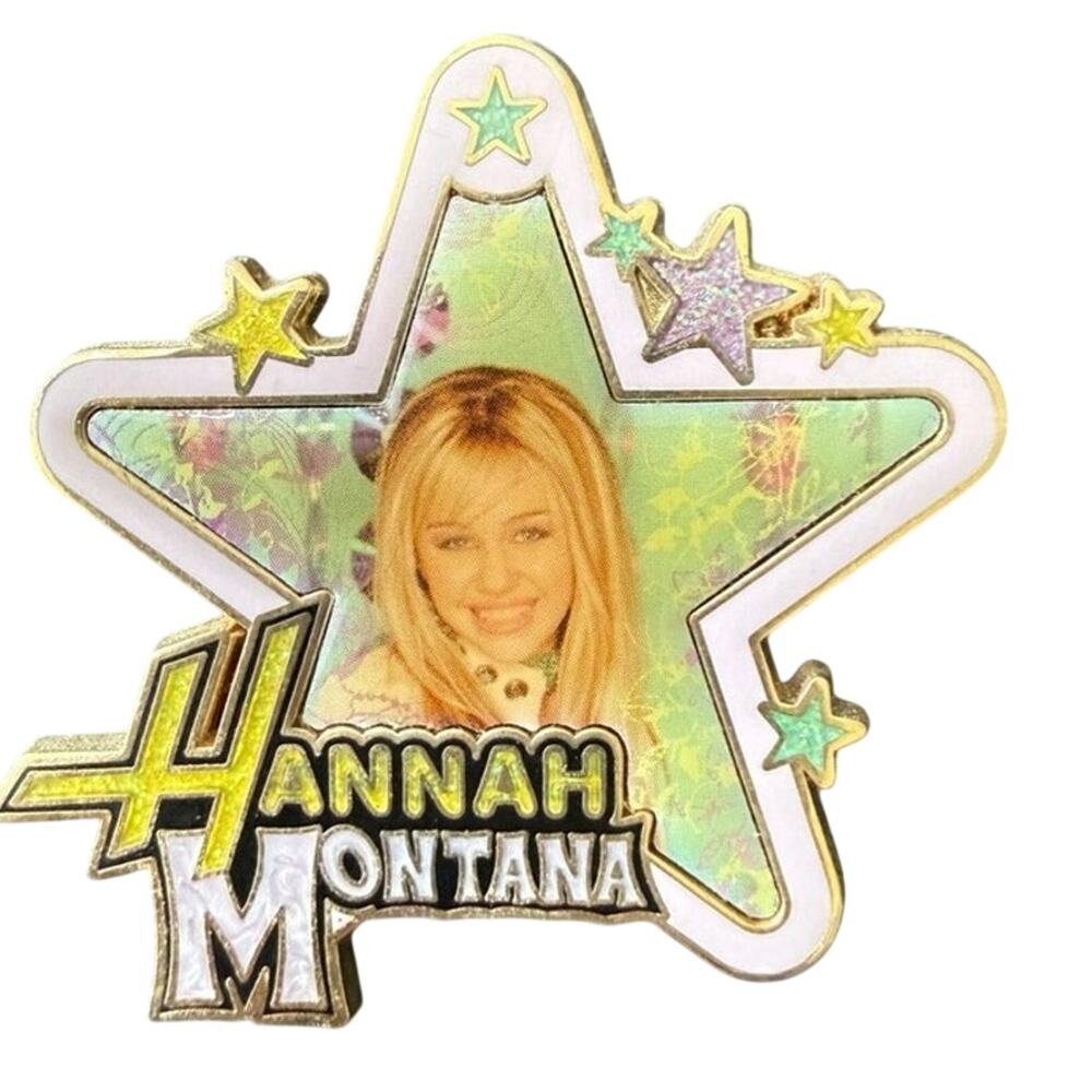 Retired Disney Pin Hannah Montana Glitter Purple Star Portait Miley Cyrus 2007